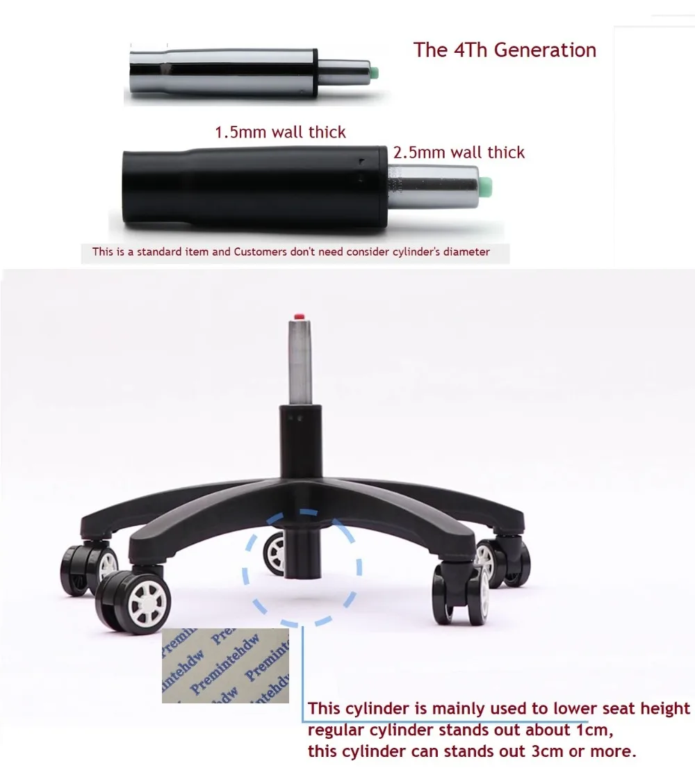 4th Generation Chair Gas Lift Cylinder Replacement Pneumatic Shock Stroke Height Lowering Sink Extra Short