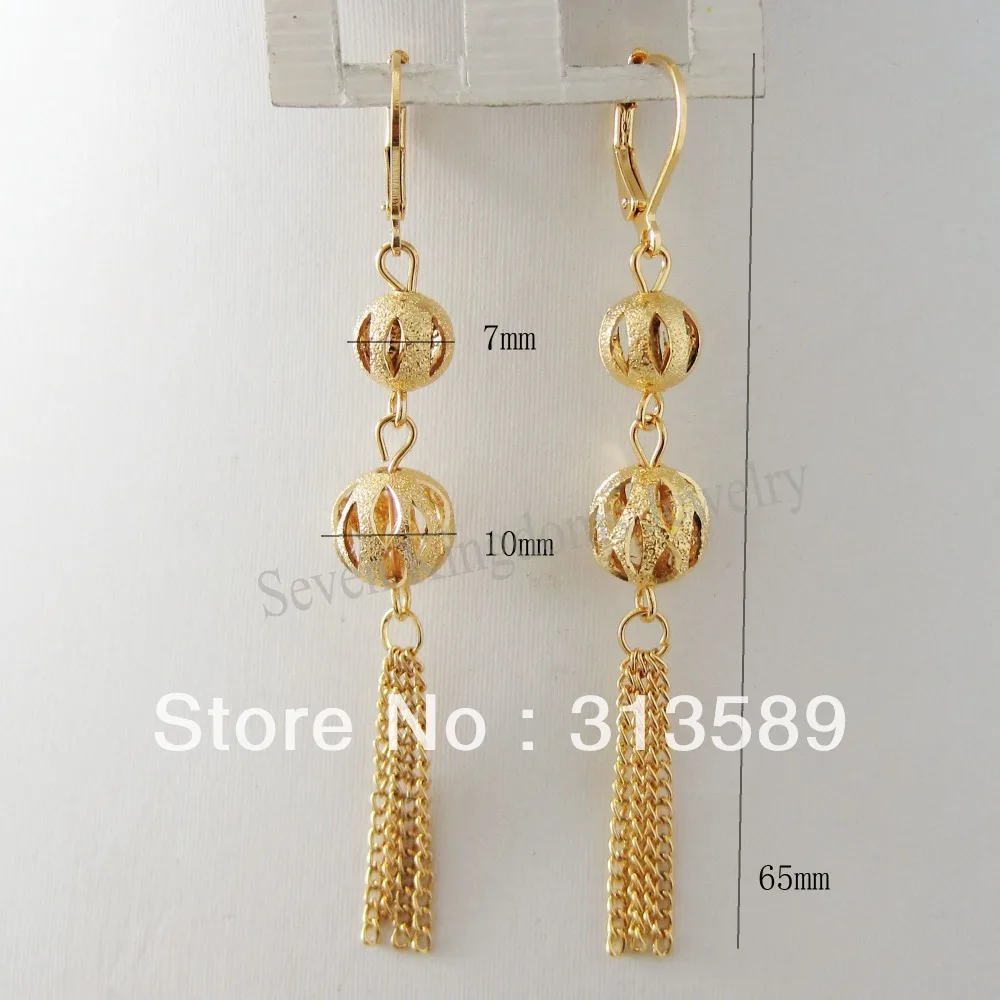 UNIQUE BALL YELLOW GOLD PLATED SOLID FILLED WITH BRASS DANGLE TALL 2.56