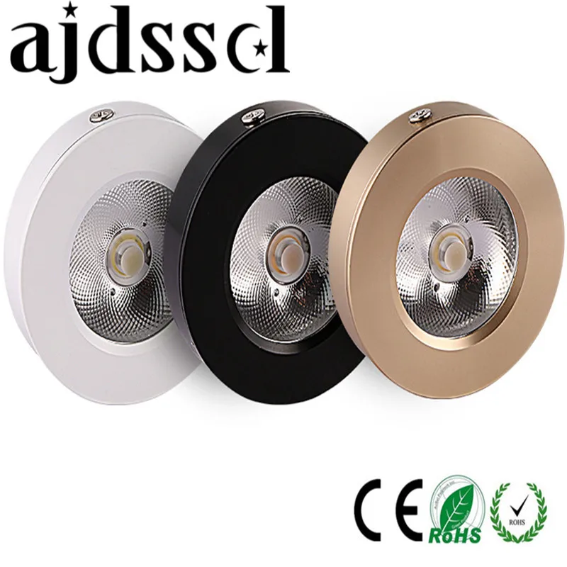 LED ultra-thin surface mounted downlight 3w 5w 7w 10w 15w AC85-265v spot led downlight led ceiling light no power installation