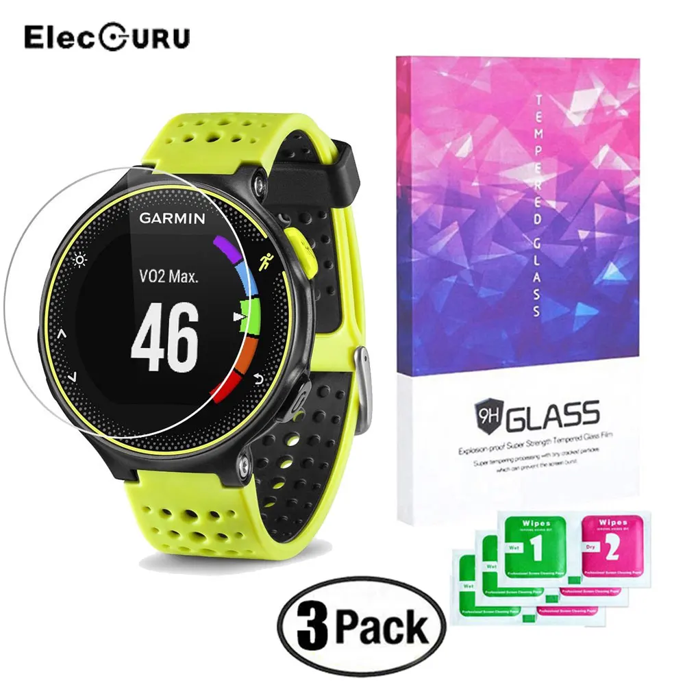 3 Pack Screen Protector Tempered Glass for Garmin Forerunner 235 GPS Watch Full Coverage 9H Explosion-proof Anti Scratch Film