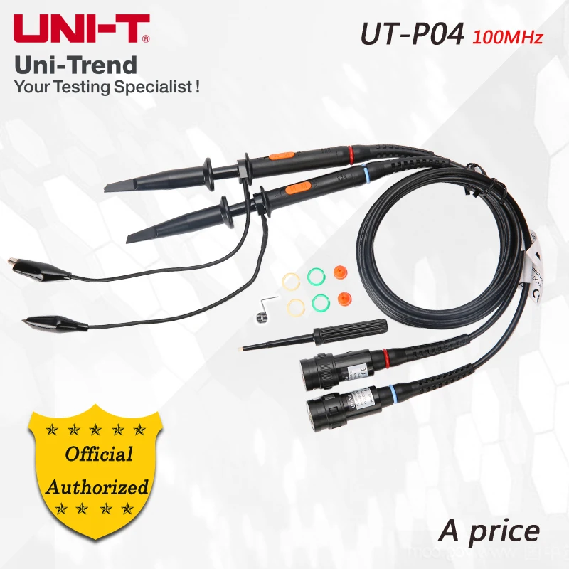 

UNI-T UT-P04 100MHz Passive probe ; 100MHz oscilloscope probe; for UTD2072CEX, UTD2102CEX, UTD2102CM, UPO2102CS, UPO2104CS, etc.