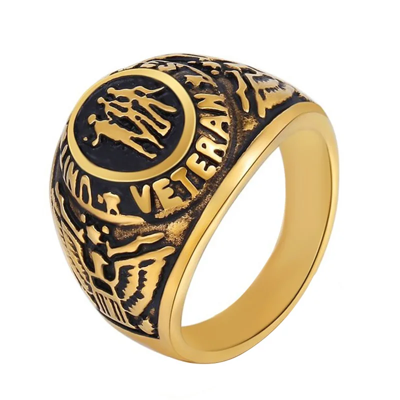 US Military Veteran Ring War Veteran Jewelry Military Rings for Army, Navy, Marines, Air Force, Coast Guard Officers Military