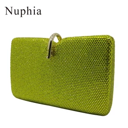 Nuphia Women Party Metal Crystal Clutches Evening Bags Wedding Bag Bridal Shoulder Handbag Wristlets Clutch Purse