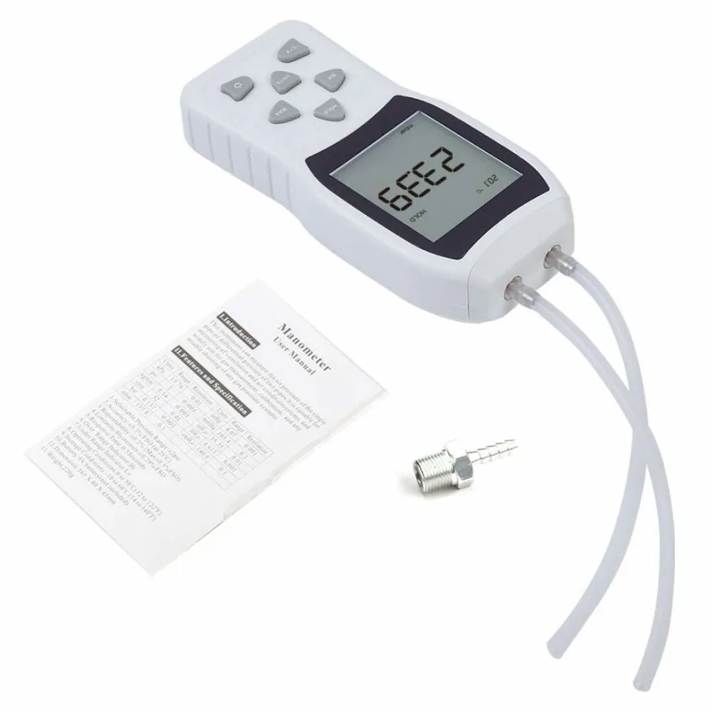 Hoge Precisie Professionele Lcd Digitale Manometer Differentieel Manometer Barometer Drukverschil Tester