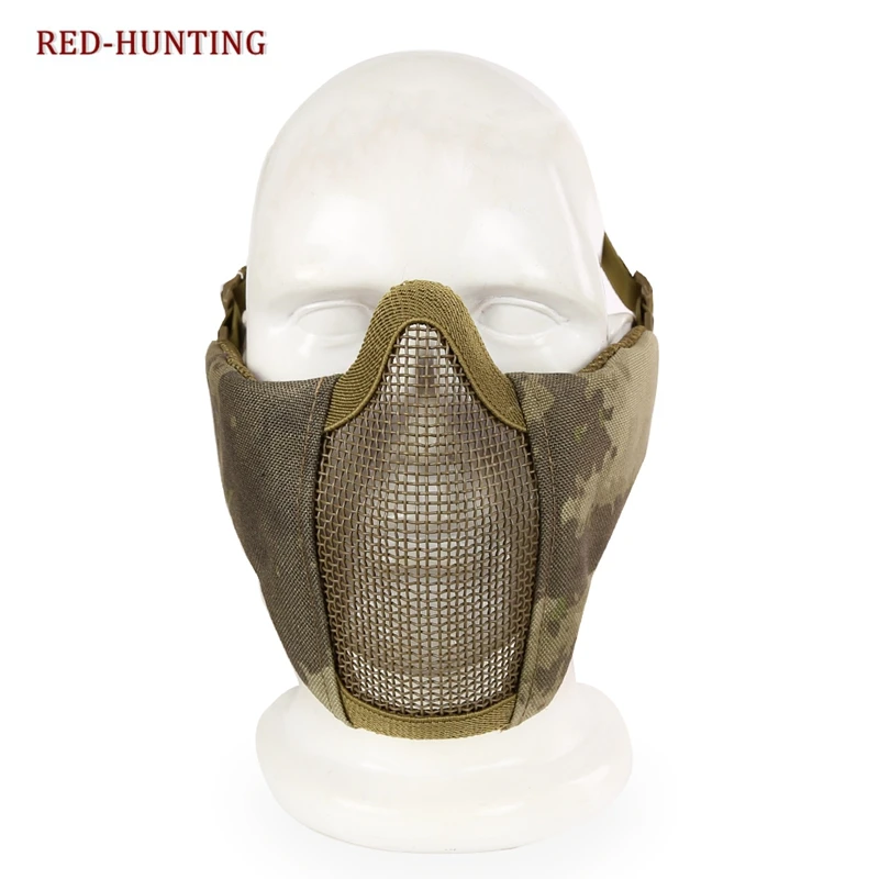 Mascarilla táctica de Airsoft para caza, máscara de malla de alambre Mental para senderismo, montar en campo al aire libre, CS, Paintball