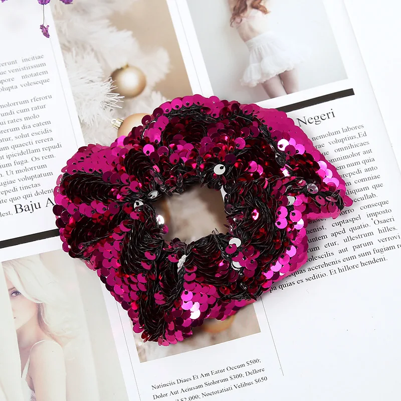 Colored Sequin Hair Scrunchies Women hair Accessories Scrunchies Elastic Hair Rope Bow Ties Ponytail Holder Hairband