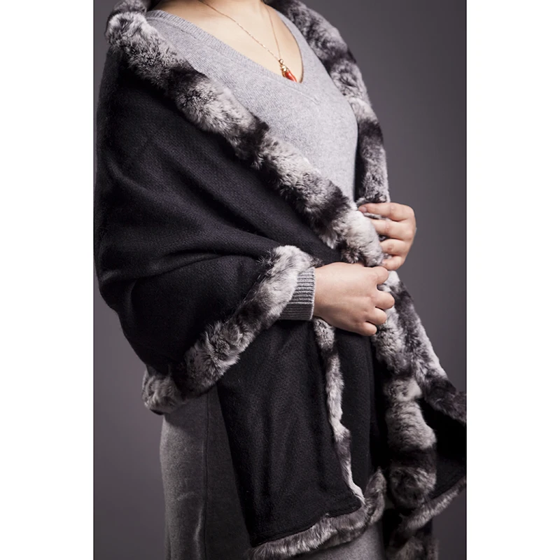 black purple chinchilla fur scarf female ladies winter autumn spring wraps wool women fashion  wraps S16