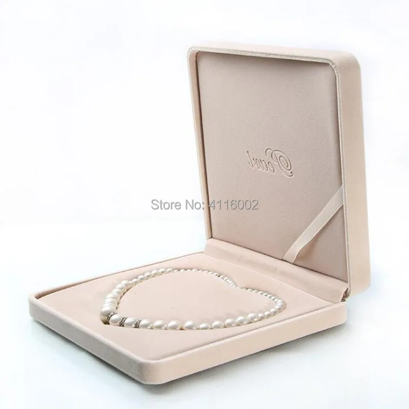 

Big Velvet Pearl Necklace Box Case Heart Core Jewelry Packaging Box Storage Gift Boxes Jewelry Carrying 19x19x4cm 30pcs/lot