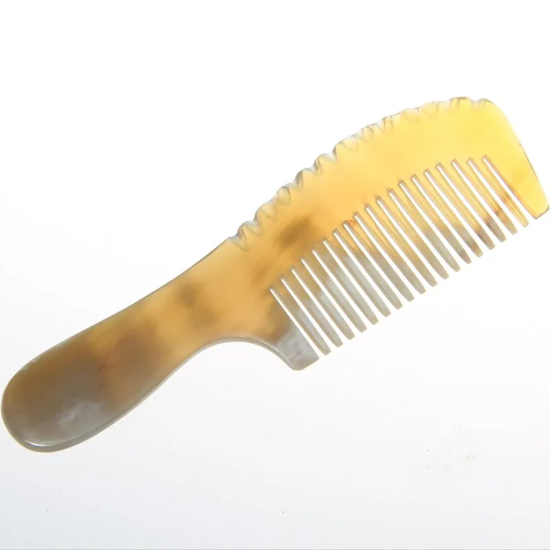 long handle 15cm Natural Buffalo horn Comb Wide Tooth No-static head Massage Hair Brush Health care Hair Styling peine