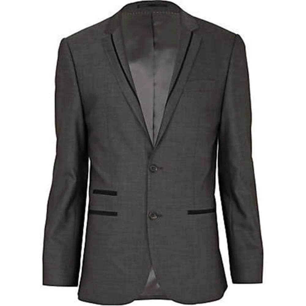 

Men Suits For Wedding Custom Made Wedding Suits For Men,Bespoke Dark Grey Suit With Double Pocket And Black Edge,Tailored Tuxedo