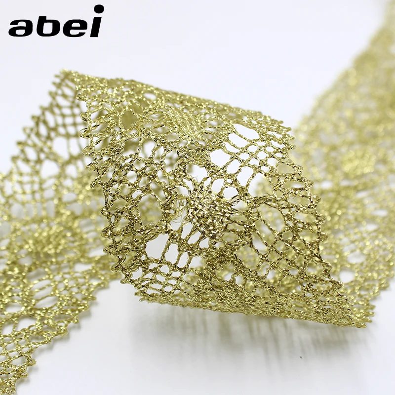 5cm 10yards Vintage Gold Lace Trims Lace Fabric For Garment Sewing Accessories Applique Wedding Crafts