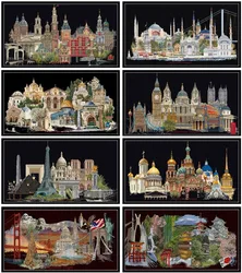 Embroidery Counted Cross Stitch Kits Needlework - Crafts 14 ct DMC Color DIY Arts Handmade Decor - Famous Cities Collection