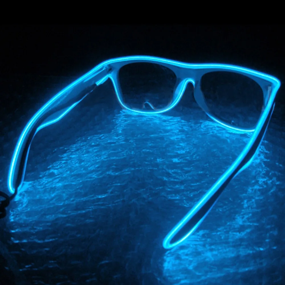 1Pc EL Wire Strip Light Glowing Shades Eye-wear Glasses Party Bar Decor Neon Led Light Special Shutter Light Up/Cool