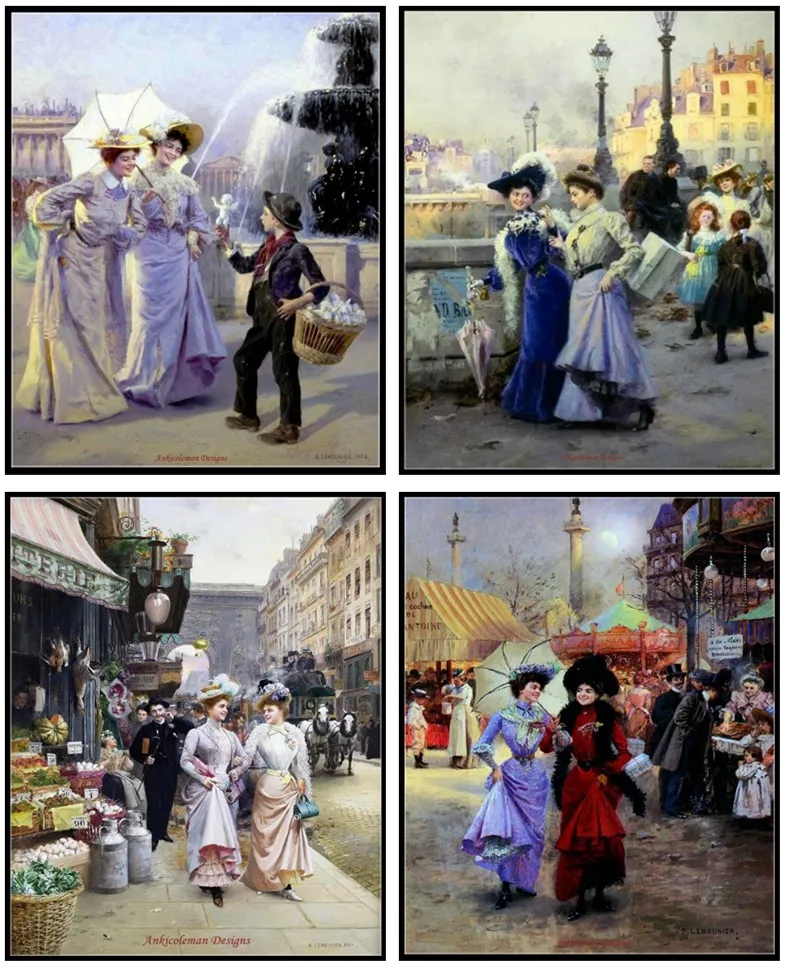 Embroidery Counted Cross Stitch Kits Needlework - Crafts 14 ct Medium Size DIY Arts Handmade Decor - Street Scene in Paris