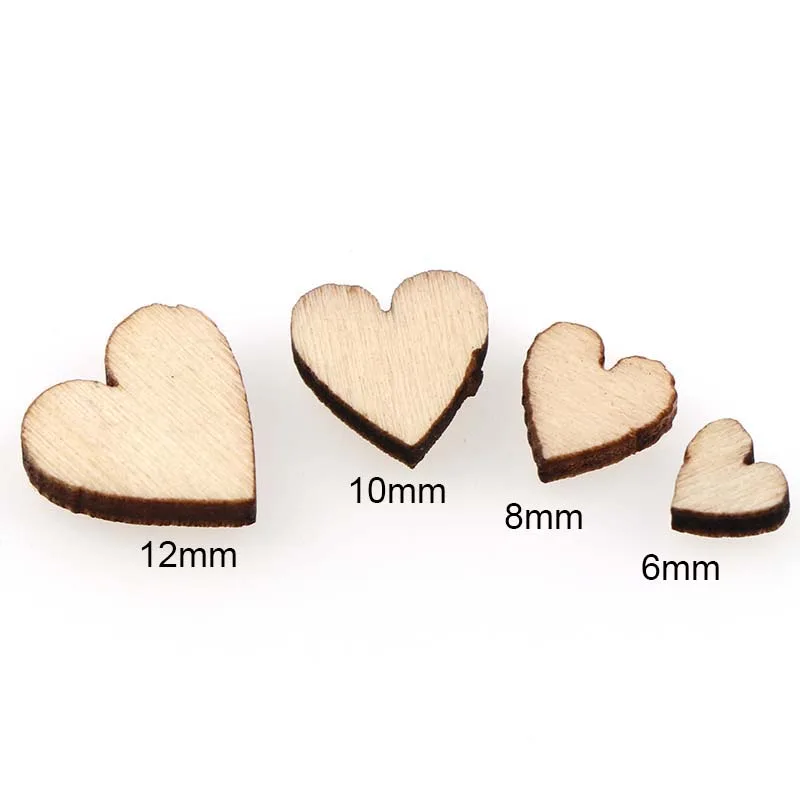 100Pcs DIY Size mixing Heart shaped wood chips Embellishments Crafts Scrapbooking Supplies Hand-made Graffiti Wooden Blanks