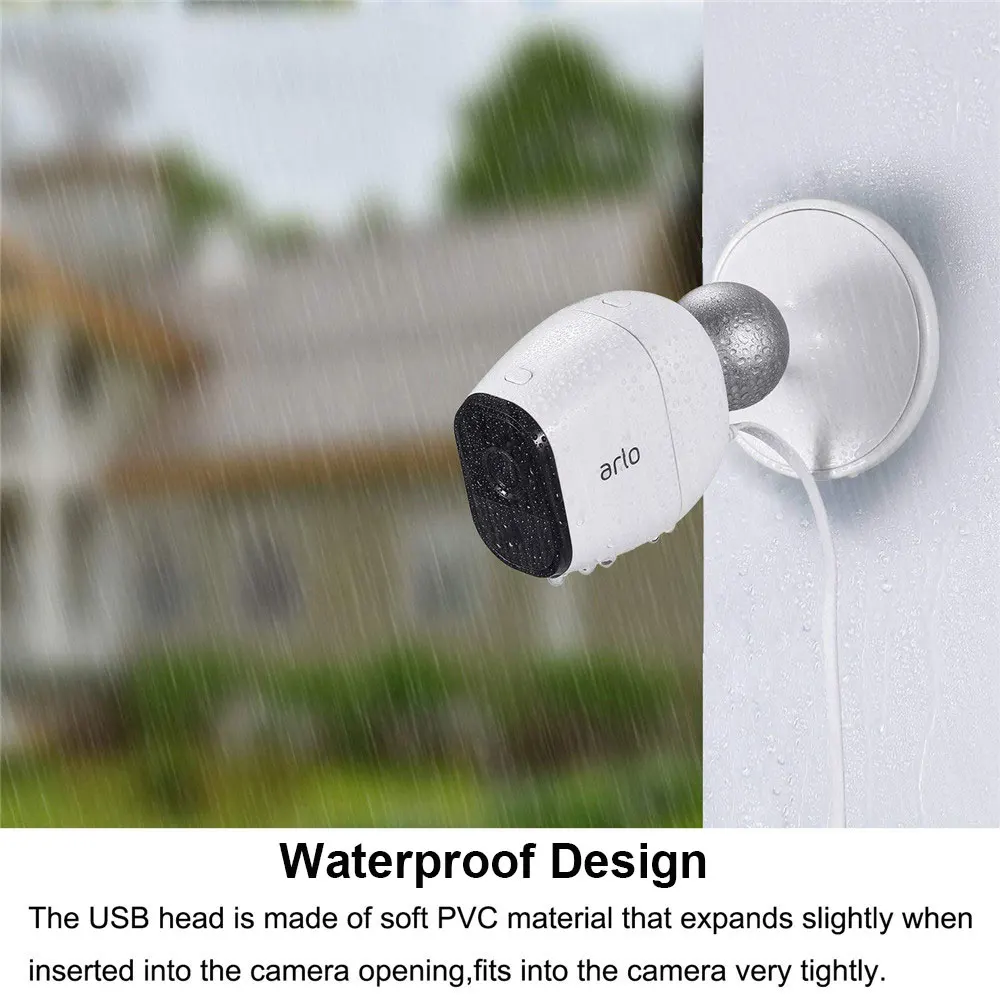 Chống Thấm Nước 6.6ft/2M Cáp Sạc Kèm Adapter Cho Arlo Pro 2/Pro/Đi/Ánh Sáng Ảnh Nhanh sạc Arlo Sạc Máy Ảnh, trắng