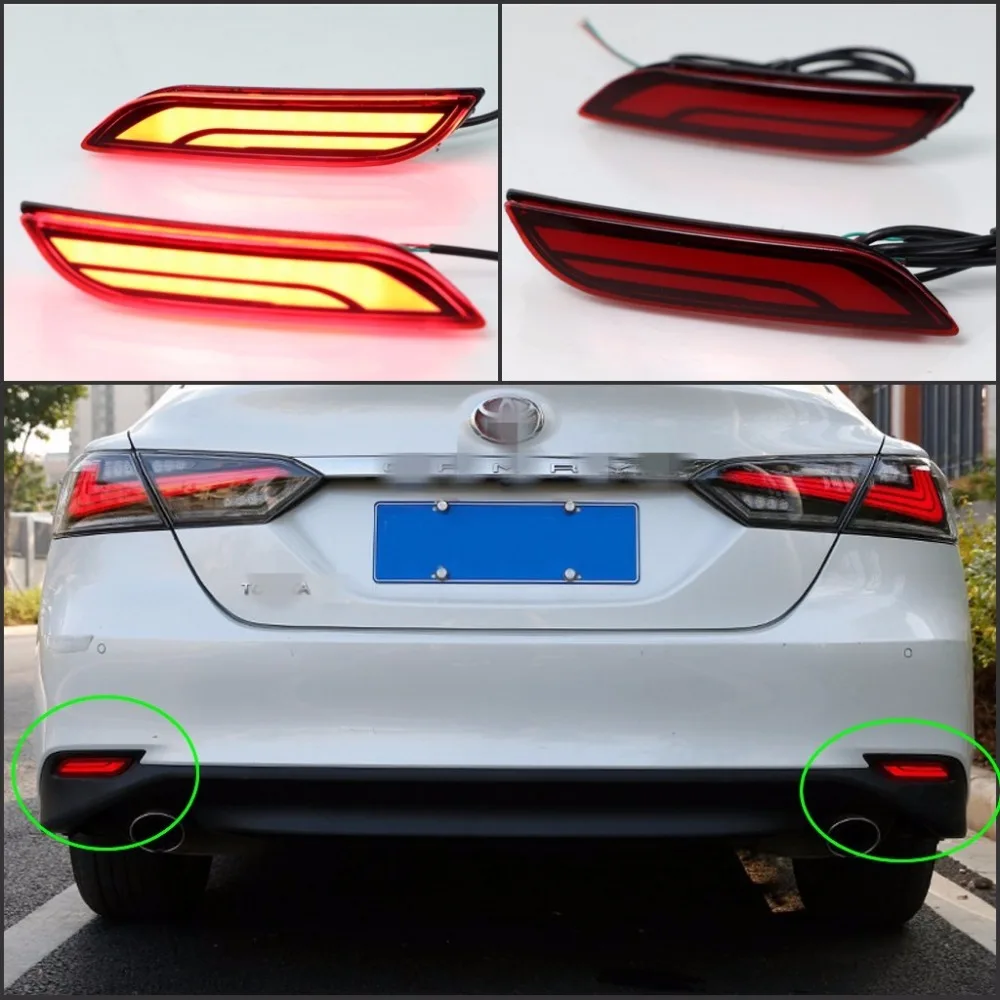 JanDeNing Car LED Rear Bumper Fog Light lamp Brake/Driving  Lights For Toyota Camry 2018 2019