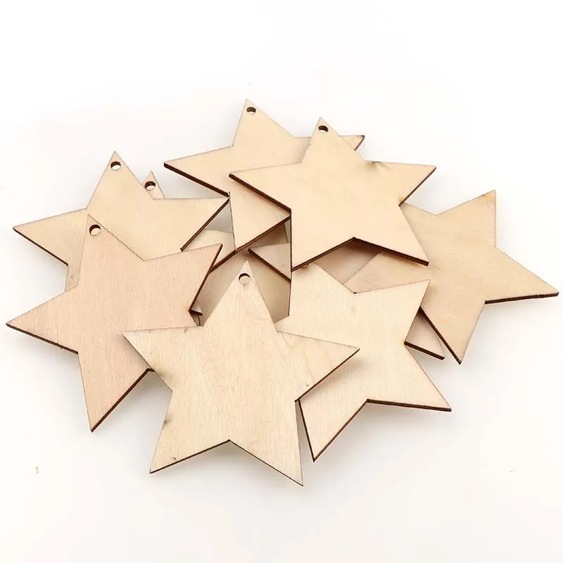 10Pcs DIY 8cm hole with five-pointed star pendant with hemp rope chips Crafts Scrapbooking Supplies  Hand-made Graffiti Buttons