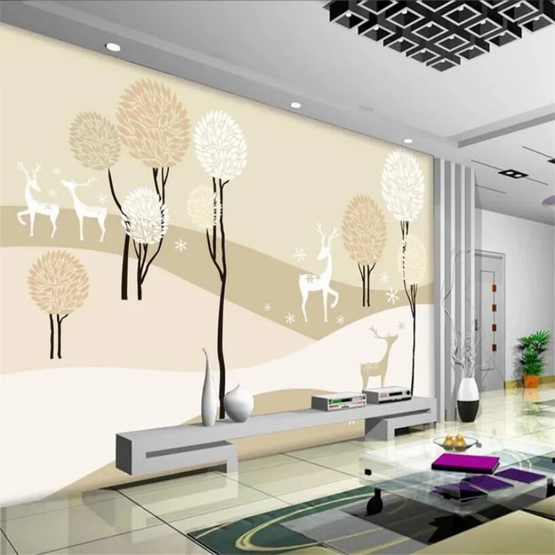 Abstract woods trees TV background wall painting Professional custom wallpaper murals