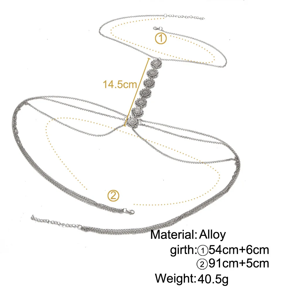 Bls-miracle Bohemia Fashion Jewelry Gold Color Punk Flower Body Chain For Women Sexy Statement Body Chains Accessories BN-11