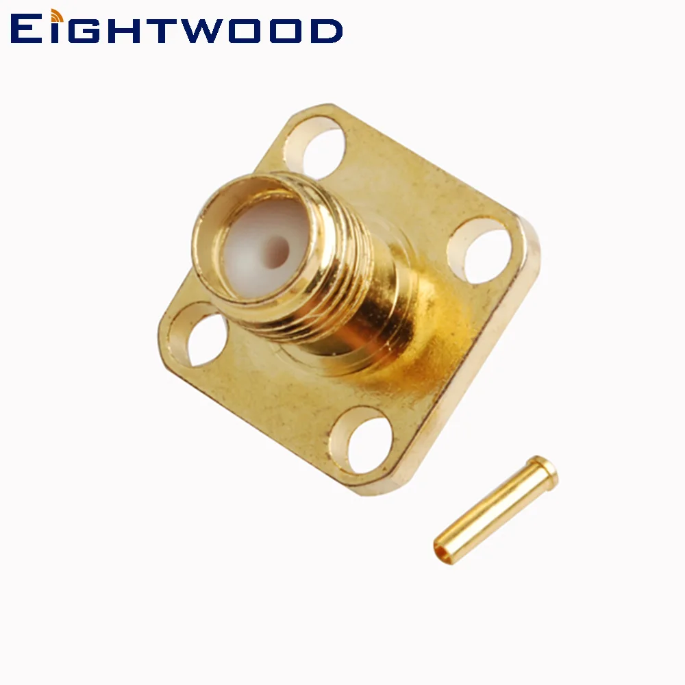 

Eightwood 5PCS SMA Panel Jack Female Socket Straight Connector For .086",RG405 Cable Four Holes RF Coaxial Adapter