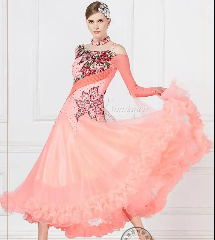

ballroom dress woman light pink ballroom dresses dance customize ballroom dress competition lycra B-1714