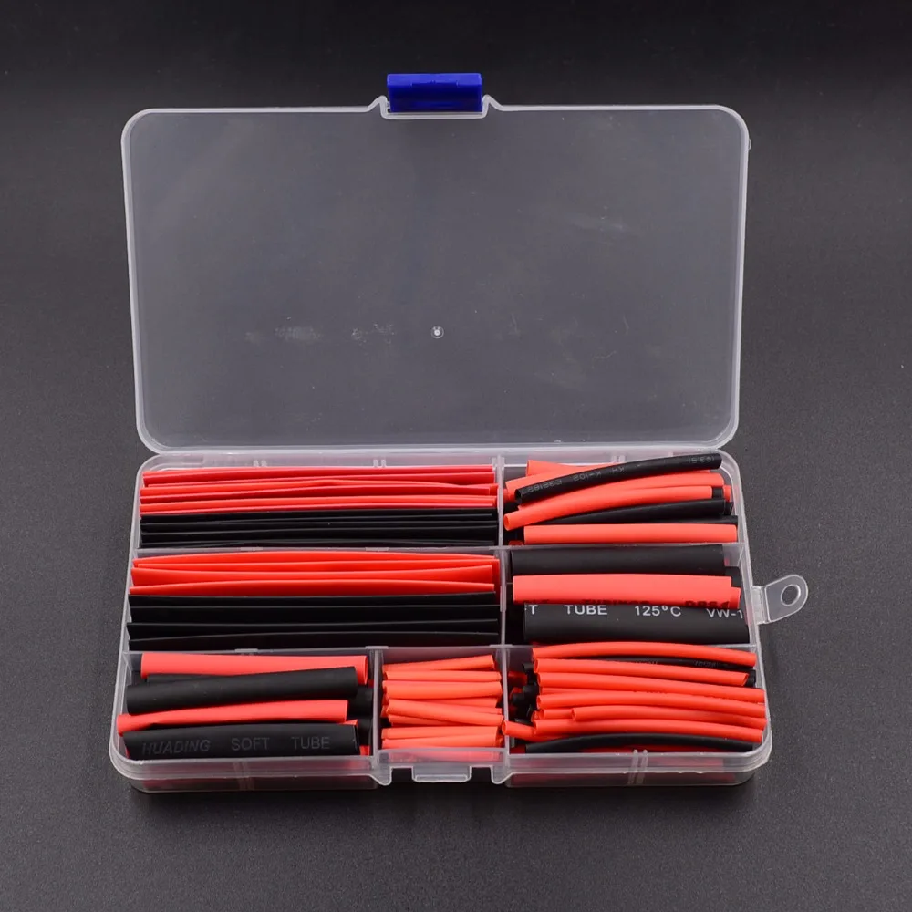 150 PCS Black And Red 2:1 Assortment Heat Shrink Tubing Tube Car Cable Sleeving Wrap Wire Kit