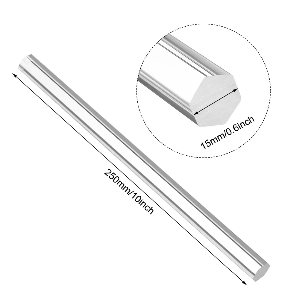 2Pcs Clear Acrylic Rod 5mm/6mm/8mm/12x12mm/15x15mm Diameter x250mm Length Round/Hexagon Solid Acrylic Round Rod PMMA Bar For DIY