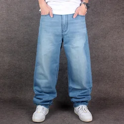 Übergroße lose Jeans Männer Denim weites Bein Hosen gerade Baggy Harem Streetwear Hip Hop Marke schwarze Hose Größe 30-46