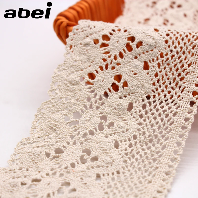 9.5cm 1yard Cotton Lace Ribbon Beige lace trims Hometexile Sofa Cloth Apparel Dress Wrap Embellishment DIY Handmade Patchwork