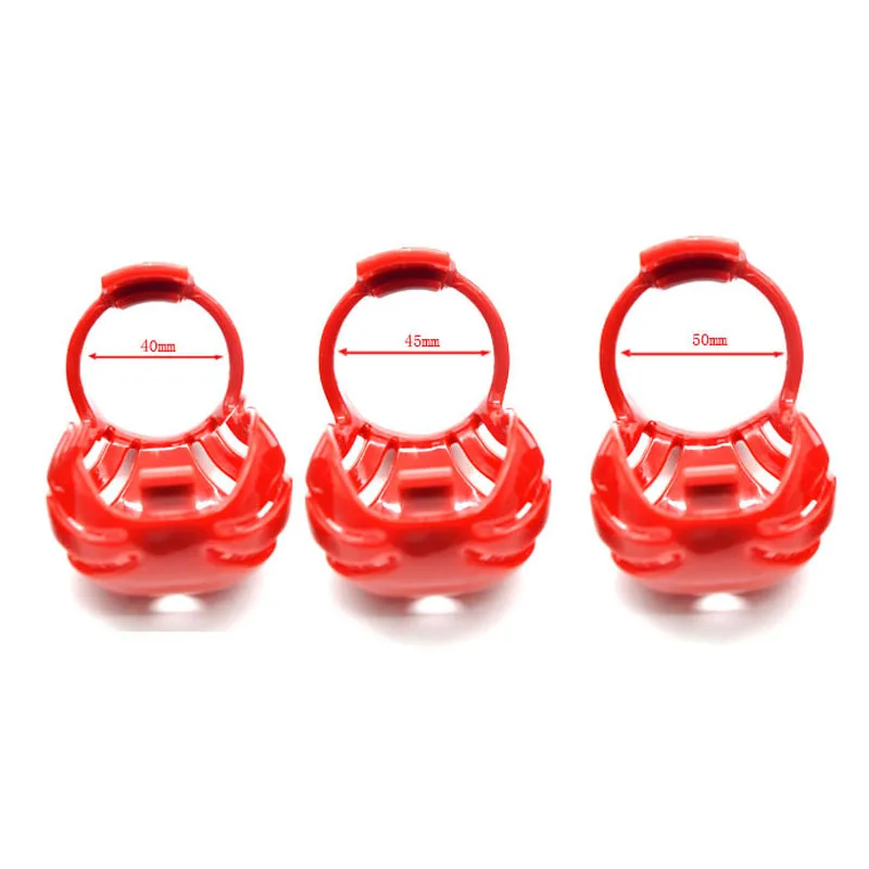 Latest Male 3D Cock Cage Resin Penis Ring Scrotum Bondage Lock Electric Shock Chastity Device Adult BDSM Sex Toy Red Clear A390