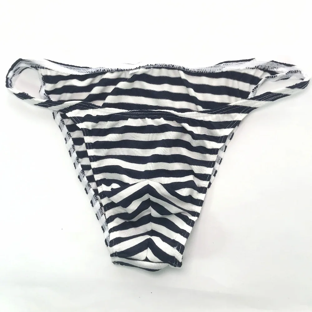 Mens String Bikini Stripe Jersy Poly/Cotton/Spandex G377C Narrow Waist Wide Stripes