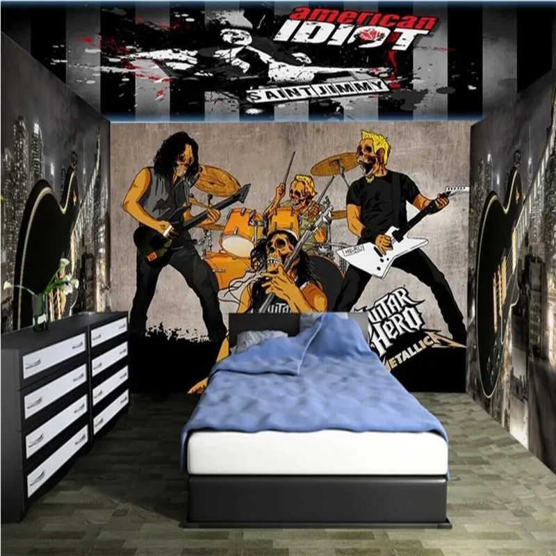 Custom Mural Wallpaper Ghost Dark Style Rock Music Theme Background Wall Painting