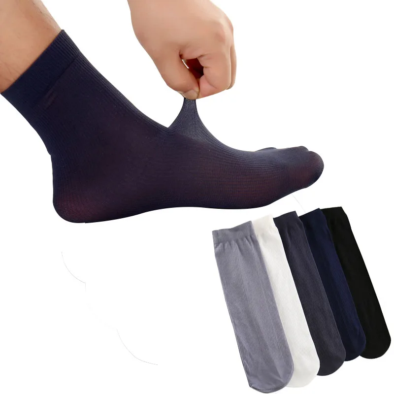 10pairs Men Short Socks Pure Color Ultra-thin Elastic Silky Man Socks Summer Autumn High Quality Casual Business Male Sock Meias