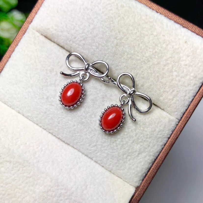 KJJEAXCMY boutique jewels 925 sterling silver inlaid natural red coral gemstone female earrings support detection new exaggerate