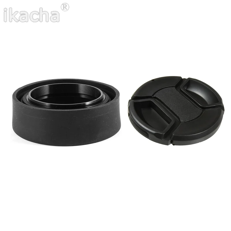 49mm 52mm 58mm 55mm 62mm 67mm 72mm 77mm 82mm Rubber Tele Wide-Angle Lens Hood Standard Telephoto+Lens Cap For Canon Nikon Sony