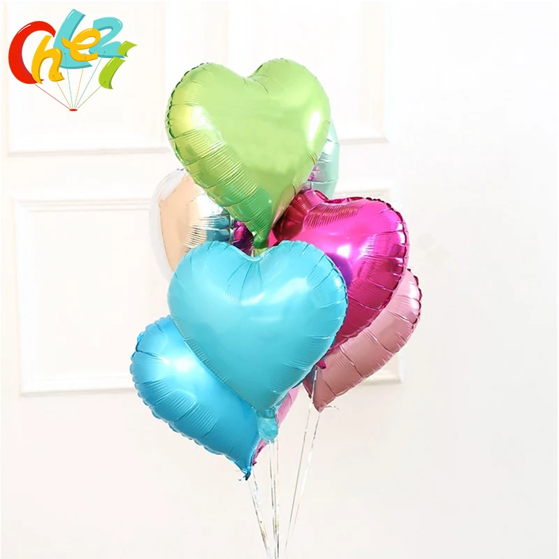 10Pcs 18Inch Romantic Heart Pearl Gold Pink Foil Helium Balloons Wedding I Love You Globos Party Decor Pure Color Anniversary