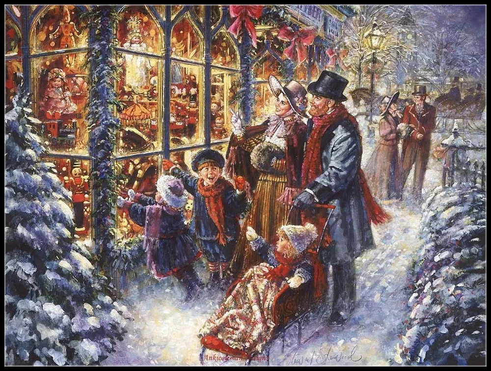 

Victorian Christmas Village - Counted Cross Stitch Kits - Handmade Needlework For Embroidery 14 ct Cross Stitch Sets DMC Color