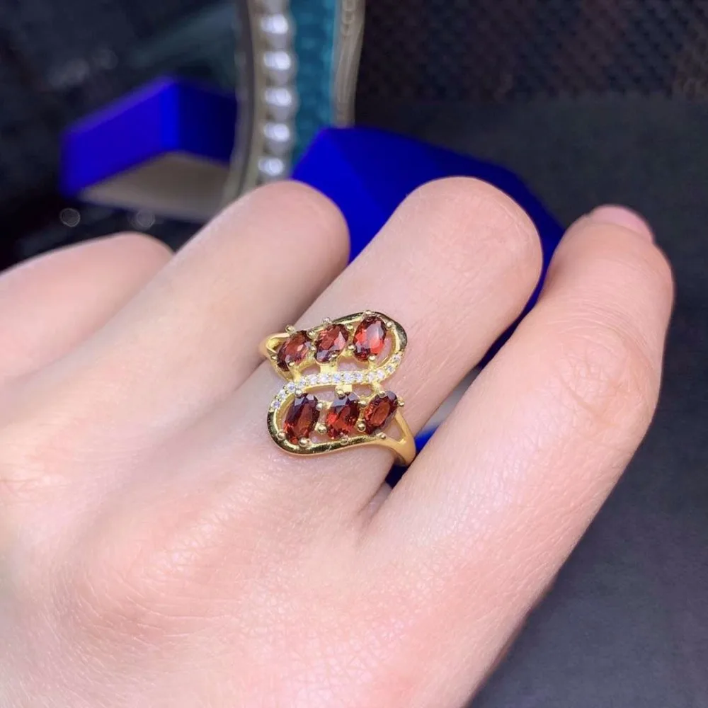 

KJJEAXCMY boutique jewelry 925 sterling silver inlaid natural garnet gemstone ladies luxury ring support test