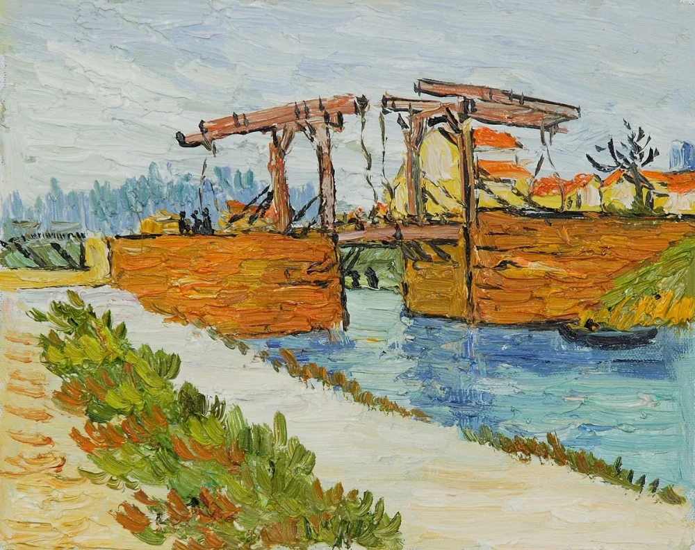 High quality Oil painting Canvas Reproductions Langlois Bridge at Arles with Road Alongside  by Van Gogh Painting hand painted