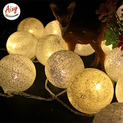 Led string luzes de fadas 2m 10leds 3aa alimentado por bateria bola em forma natal decoração do casamento feriado navidad festa iluminação