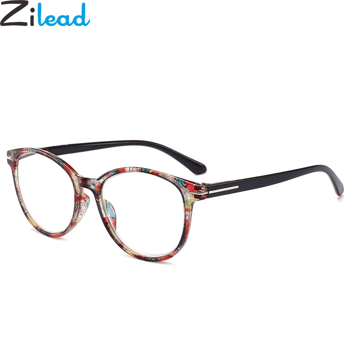 Zilead-gafas de lectura con luz Urltra para hombre y mujer, lentes Retro redondas florales para presbicia, marco de lente para hipermetropía, dioptrías + 100 + 400