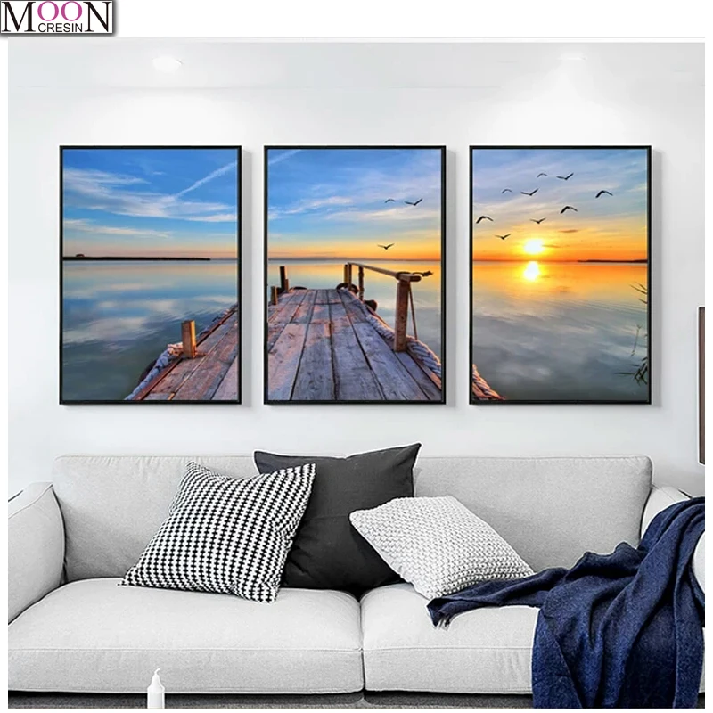 3D painting dusk wharf home decoration DIY paint triple cross stitch 5D diamond embroidery full pattern