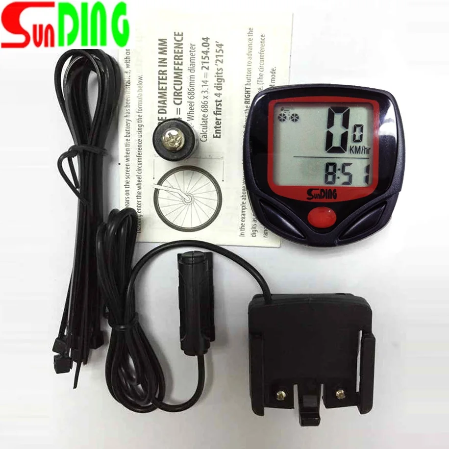 Sunding Bicycle Speed Meter LCD Wired Stopwatch MTB Road Bike Bicycle Computer 56mm*41mm*20mm Mileage and Speed Table SD-548B