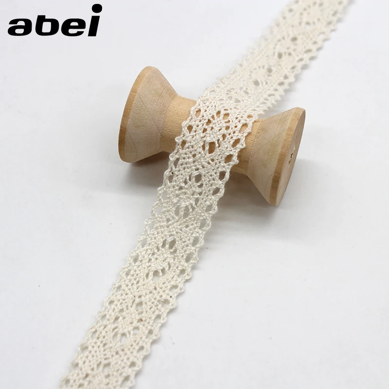 10yards/lot 19mm Beige Lace Trims Cotton Ribbon Material Garment Hometexile Accessories Wedding Craft Scrapbooking Lace Supplier