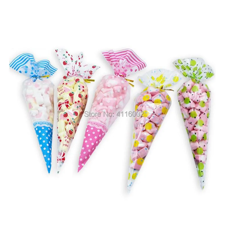 1000pcs Thick Triangular Candy Popcorn Bag Sweet Gift Bag Clear Party Favor Cookies For Biscuits Snack Baking Package