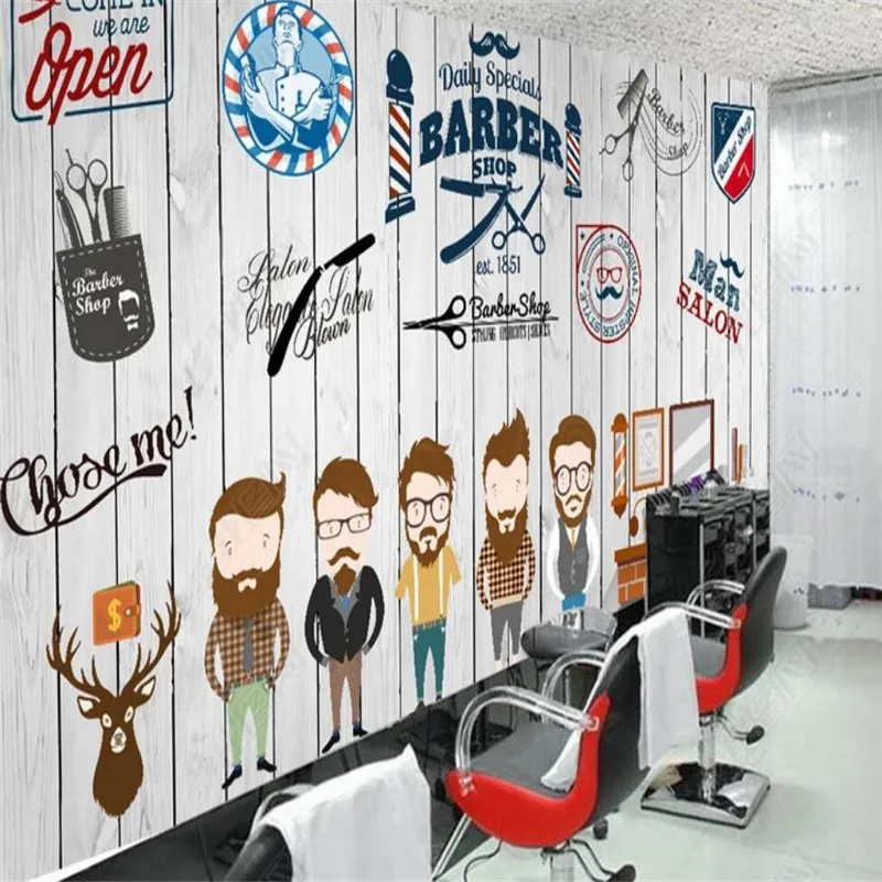 

Vintage wood texture hair shop background wall professional production mural factory wholesale wallpaper mural poster photo wall