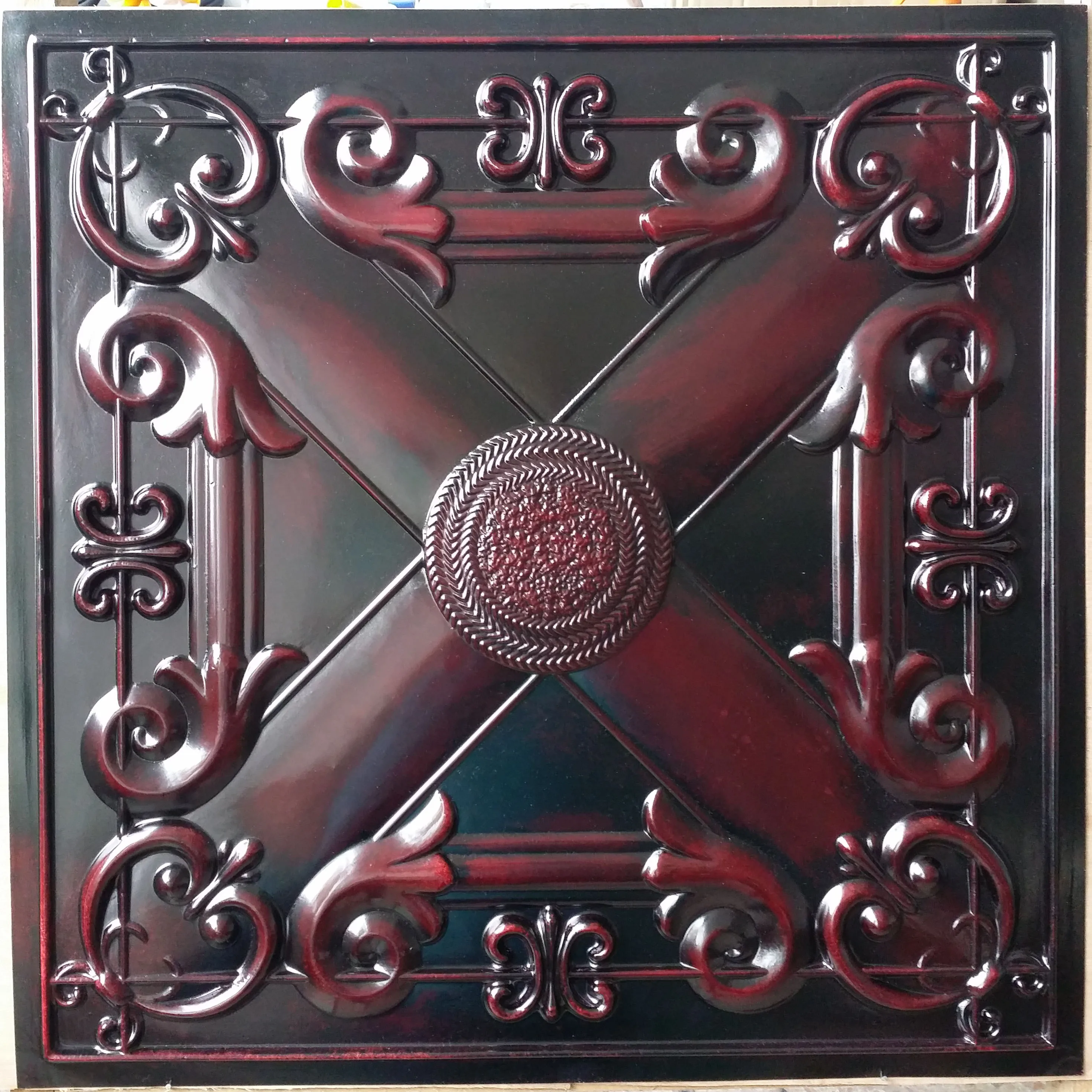 False tin Ceiling tile red wood color cafe pub restaurant well ceiling panels PL22