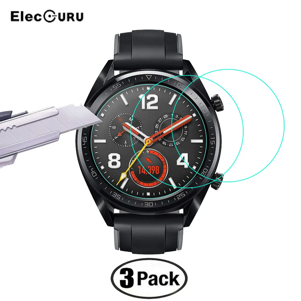 3Pcs For HUAWEI Watch GT Tempered Glass Screen Protector Anti Scratch 9H 2.5D Explosion Proof Bubble-free Protective Glass Film