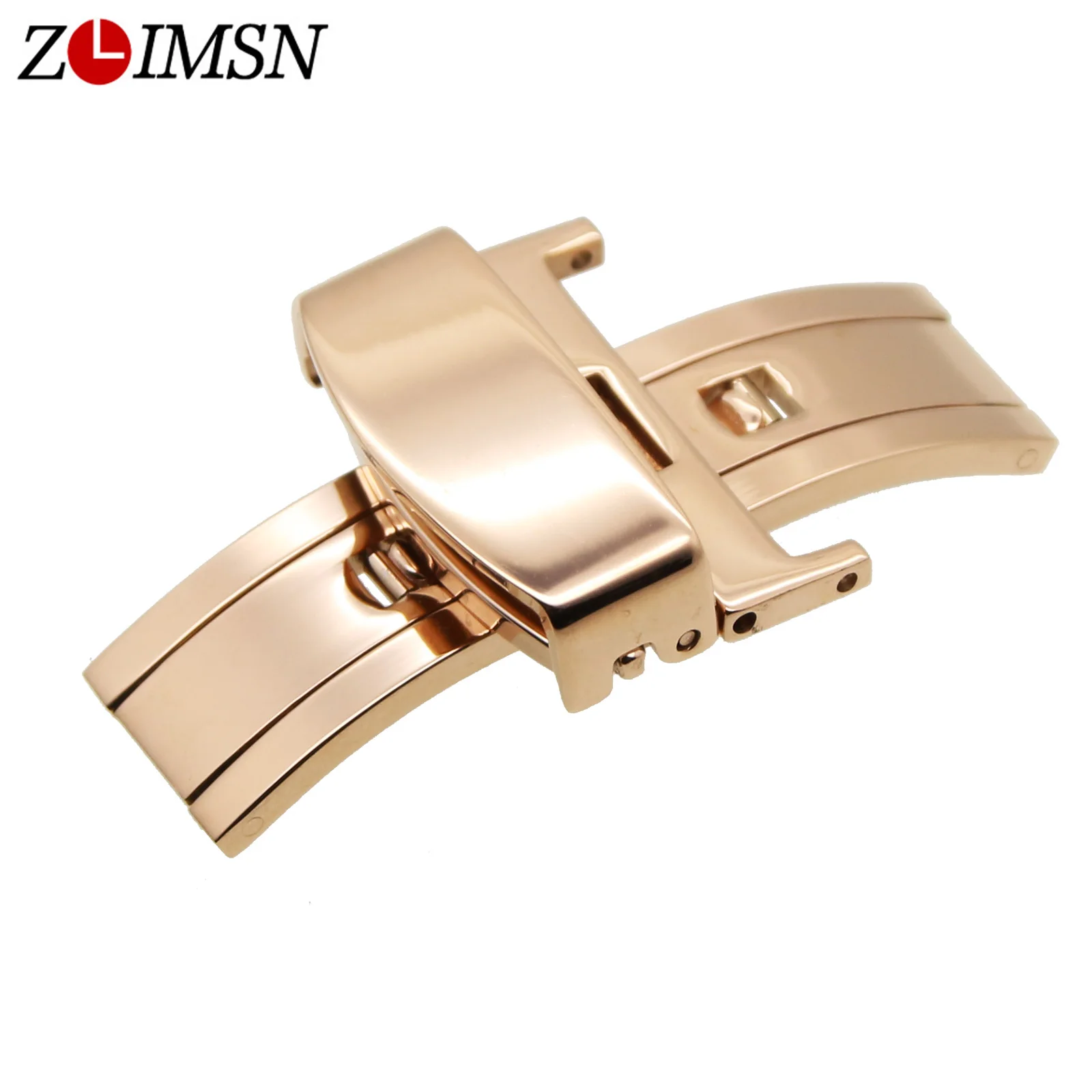 ZLIMSN 12 14 16 18 20 22mm50pcs Stainless Steel Butterfly Buckle Watchband Clasp Black Gold Silver Replacement Relogio Masculino